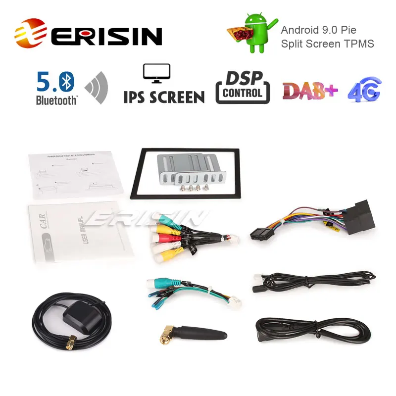 Erisin ES8049U " DAB+ ips экран DSP Android 9,0 Автомобильный gps WiFi Bluetooth 5,0 навигация RDS 4G