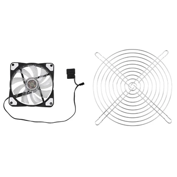 

1 Pcs 120Mm PC Computer 16DB Ultra Silent 33 LEDs Case Fan & 1 Pcs Desktop PC Case Fan Grill Finger Guard Protector