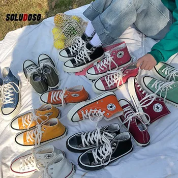 

High Quality Classic Women Canvas Shoes 2020 new autumn High Top Flats Women Vulcanized Shoes Factory Outlet Female Casual Shoes