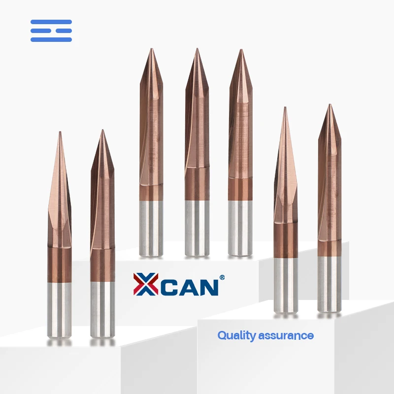 XCAN CNC 조각 비트 6mm 생크 V 모양 초경 엔드 밀 TiCN 코팅 2 플루트 밀링 커터 조각 비트 CNC 기계 라우터 비트