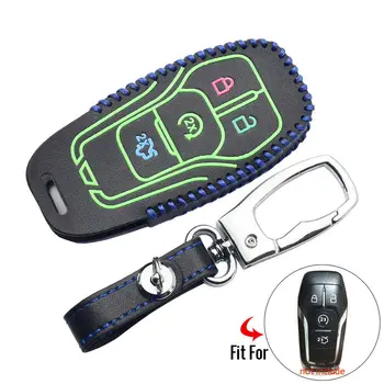

For Ford 2015 2016 Mustang Lincoln MKZ MKC MKX Smart PU Leather 4 Buttons Keyless Remote Fob Cover Protector Case
