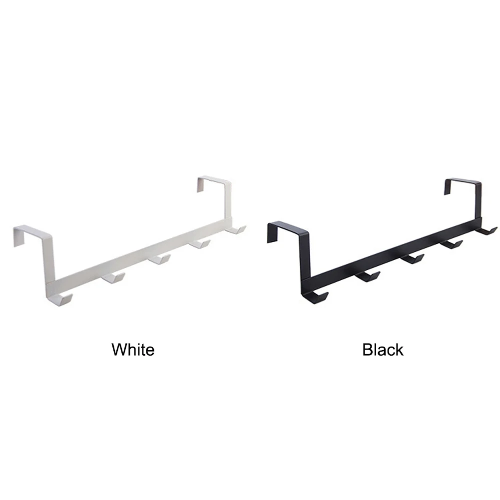 Coat Hook Rack Over the Door 5 Hooks Home Organizer Metal Hanging Rack Cloth Coat Hat Hanger Bathroom Kitchen Accessories