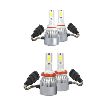 

2 Pair C6 Led Car Headlight Bulbs, 2Pcs 8000K Light Blue Led Headlight Fog Light- Bulbs 72W 8000Lm Conversion Kits Autolamps Fog