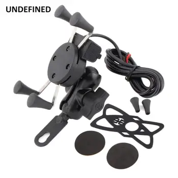 

Universal Motorcycle Mobile Phone Holder 3.5-6 Inch X-Grip Cell Phone Mount Bracket Stand Support W/Charger USB Port 5V 2A Black