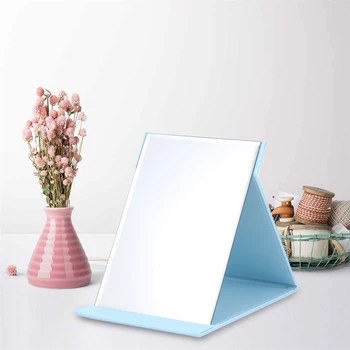

4 Colors Portable Travel Makeup Mirror Foldable Pocket Rectangular Mirror Makeup Folding Compact Pocket Mirror Clearly HD Mirror