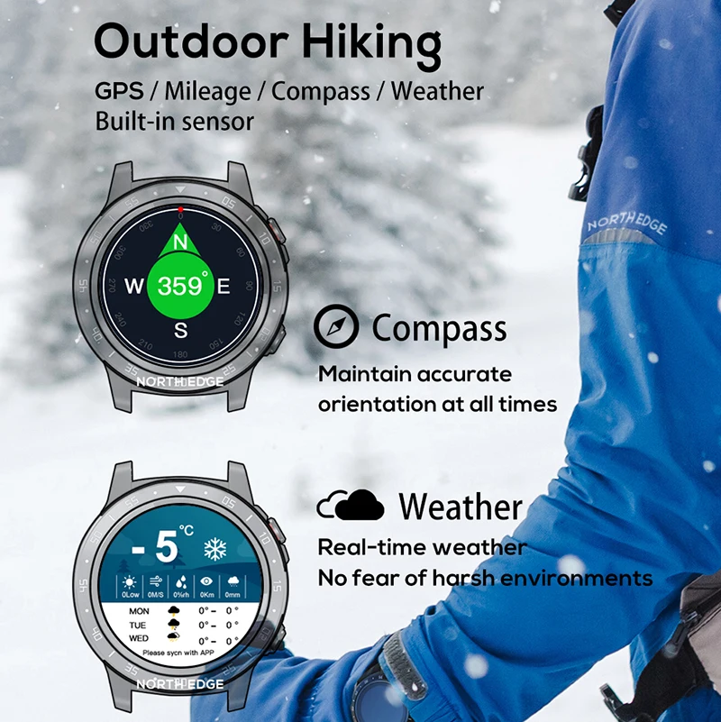 Northedge GPS Ʈ ġ Running Sport GPS Watch ȭ Smartphone  Heart Rate ħ Altitude Clock