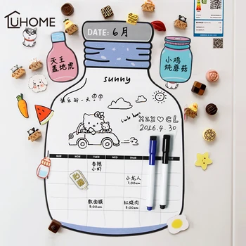 

Fun Bottle Design Magnetic Dry Erase Calendar Fridge Sticker White Board Family Schedule Week Monthly Planner Time Management