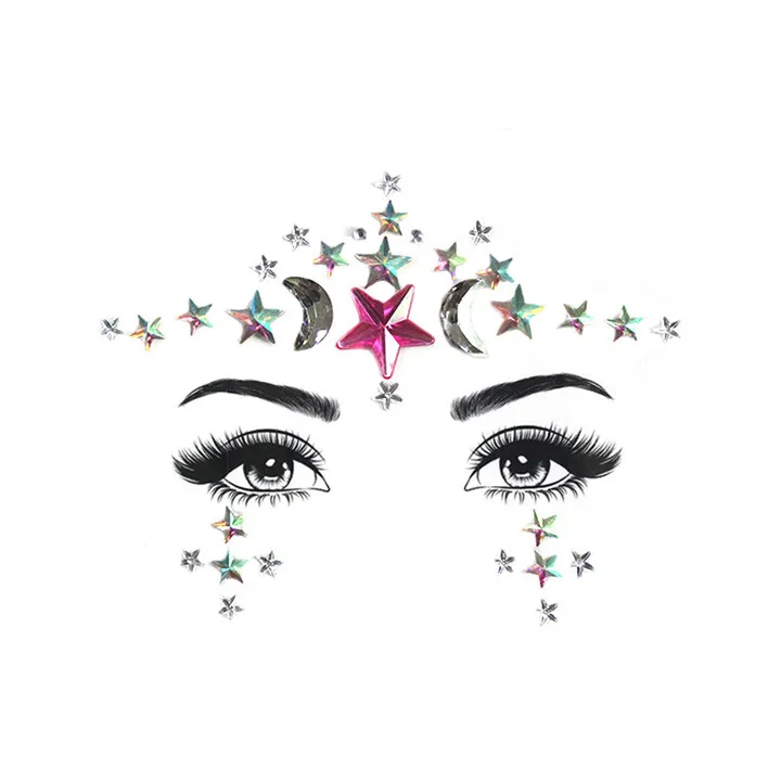 9   New Face Stickes Drill Acrylic Crystal Stick Beauty Makeup Party Decoration Resin Colorful Rhinestone Crystal Face Stickers