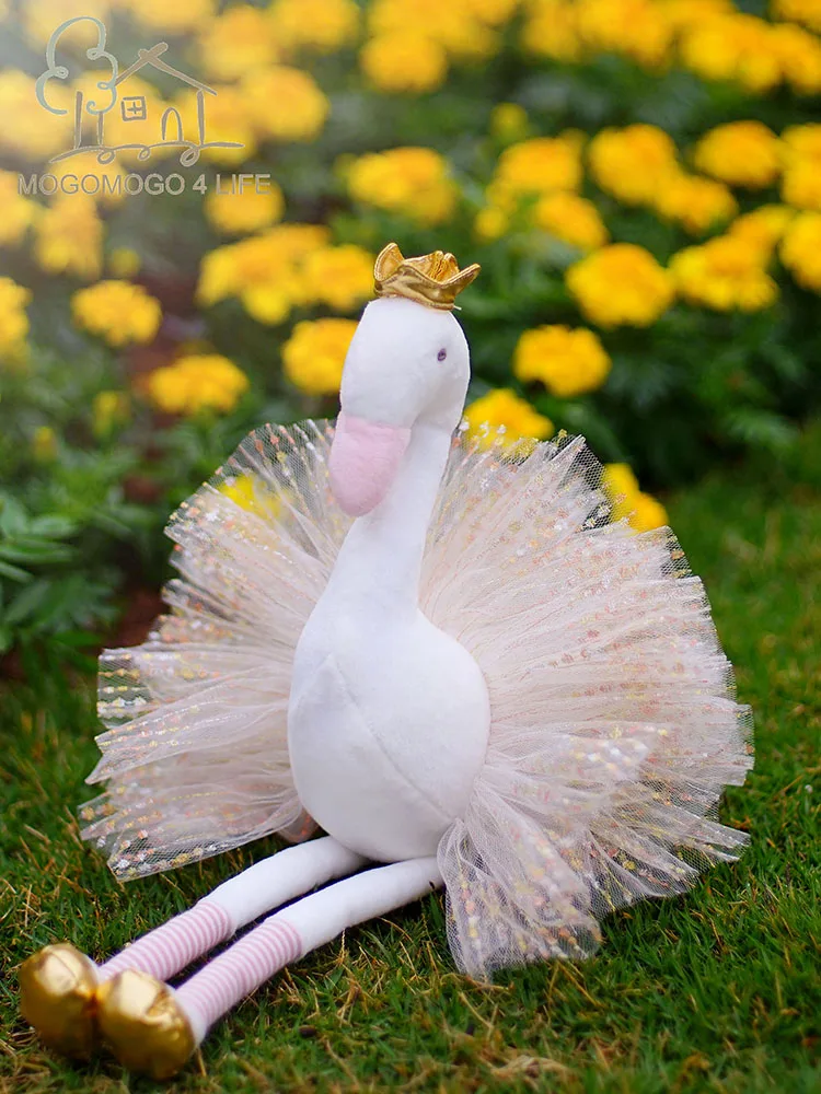 Роскошные набивные плюшевые игрушки Mogo в виде лебедя с блестками и крыльями