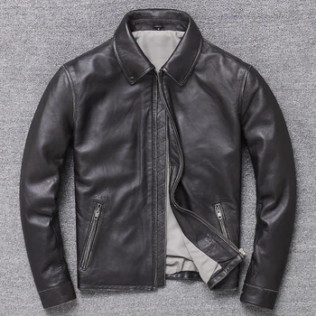 

Free shipping.classic casual style,Plus size soft sheepskin Jacket,men genuine Leather coat.father's gift leather coat,sales