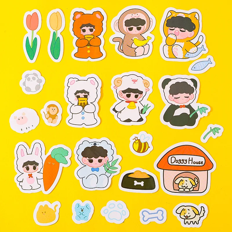 Cartoon Characters And Paper Stickers Ins Hand Account Material Stickers  Water Cup Mobile Phone Decoration Cute Sticker Pack - Stationery Sticker -  AliExpress