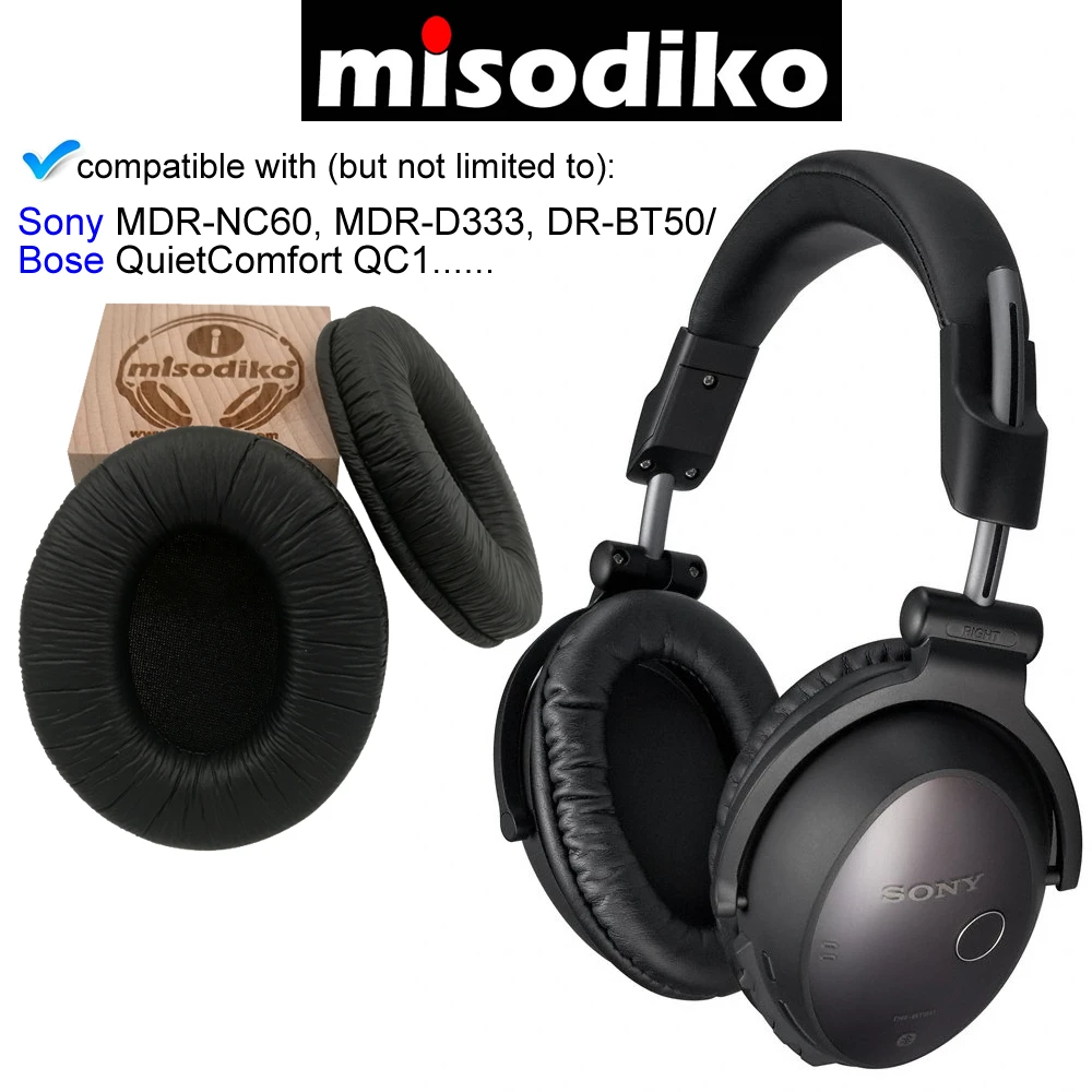

misodiko Replacement Ear Pads Cushions Kit - for Bose QuietComfort QC 1 and Sony MDR-NC60 D333, DR-BT50 Headphones Earpads
