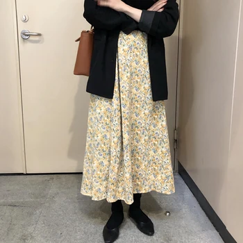 

2020 Summer New Ins Super Hot Chic Skirt High Waist Floral Skirt Student A-line Medium Length Skirt Woman