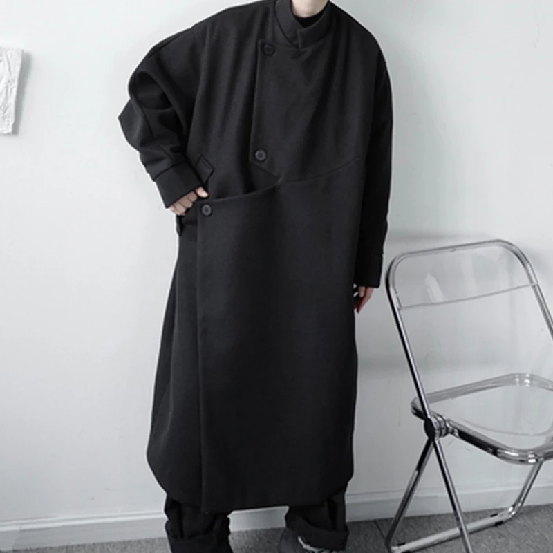New Minority Design sense pioneer asymmetric fabric coat men's and women's  Korean edition loose trench coat autumn winter jacket