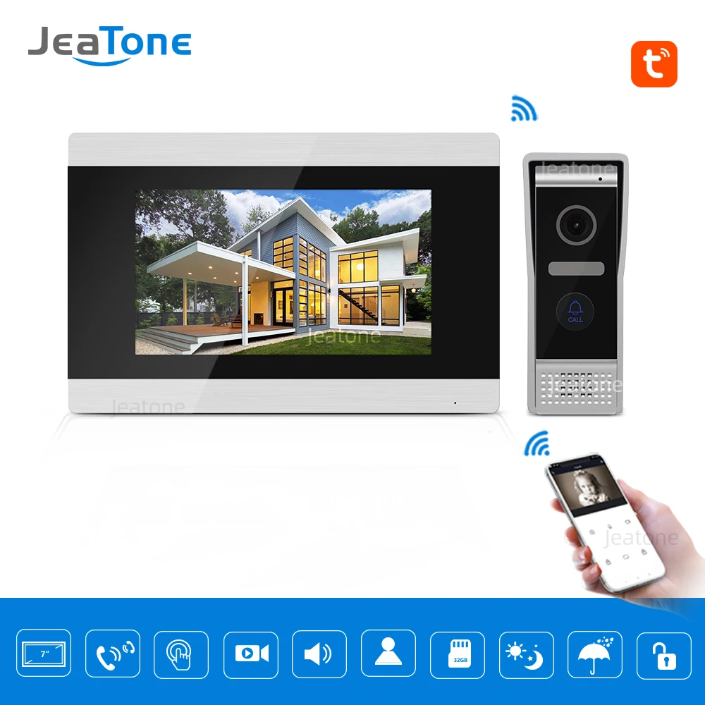 TuyaSmart App Supported WiFi IP Video Door Phone Video Intercom Home Access Control System Motion Detection 7 inch Touch Screen TuyaSmart App Supported WiFi IP Video Door Phone Video Intercom Home Access Control System Motion Detection 7 inch Touch Screen