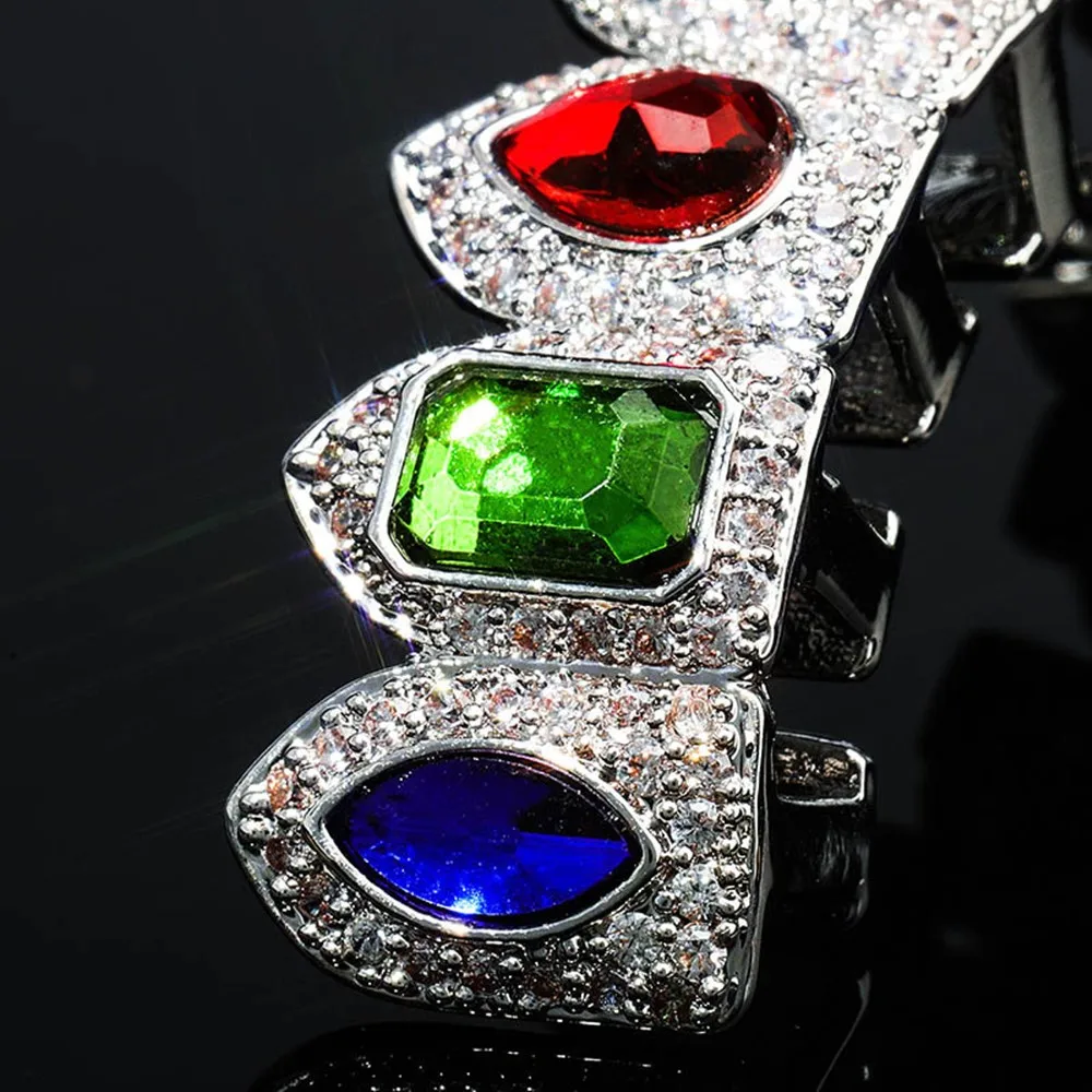 Хип-хоп зубные грилли Iced Out красочные кубический цирконий 8 верхние и нижние зубные грили для мужчин и женщин ювелирные изделия вечерние Rap Косплей