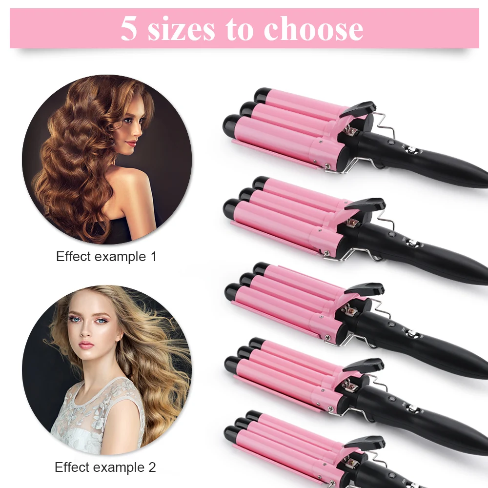 Professional Triple Barrel Hair Curler Pink Egg Roll Hair Curling Iron Ceramic Hair Styling Tools Hair Styler Wand Curler Irons
