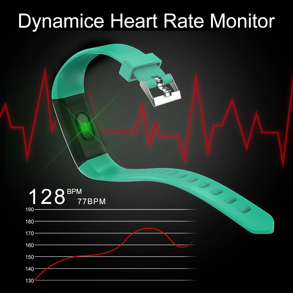 Fitness Tracker HR Activity Watch Heart Rate Monitor Waterproof Smart Bluetooth Bracelet with  Step Counter Calorie Pedometer