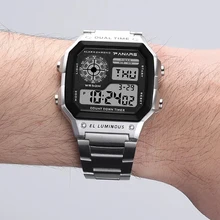 PANARS zegarek ze stali nierdzewnej dla mężczyzn Alarm chronometr 50M wodoodporny zegarek męski biznes męskie cyfrowe zegarki Relogio Masculino tanie i dobre opinie WWOOR Rohs Z tworzywa sztucznego CN (pochodzenie) 22cm 5Bar BIZNESOWY Cyfrowy Sprzączka Plac 22mm 13mm Hardlex stoper podświetlenie