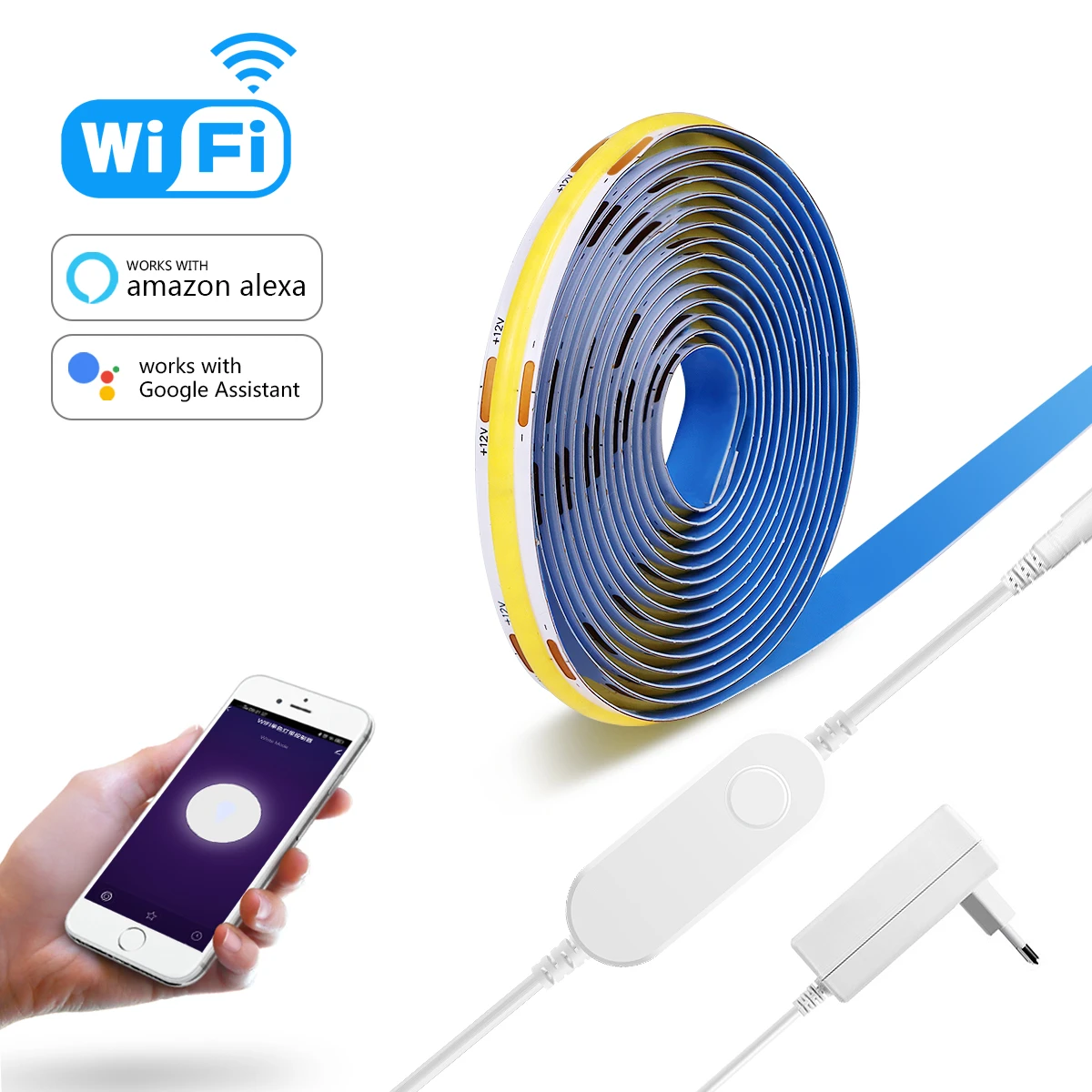 High Indensity Cob Led Strip Tuya Smart Life Wifi App Control Flexible Cob  Neon Backlight Lamp Tape Work With Alexa,google Home - Led Strip -  AliExpress
