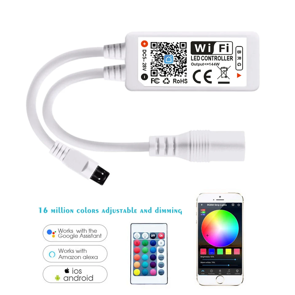 SMD2835/5050 RGB Светодиодная лента WiFi/Bluetooth контроллер с регулируемой яркостью дистанционная Светодиодная лента Light12V адаптер питания водонепроницаемый комплект светодиодной ленты