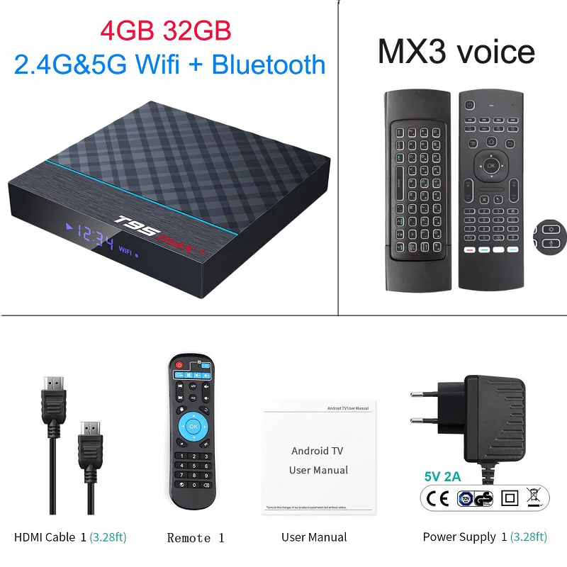 8 Wechip T95 MAX Plus+ Smart Android 9,0 ТВ приставка Amlogic S905X3 4G ram Wifi приставка поддержка Youtube HD видео Отт медиаплеер - Цвет: 8