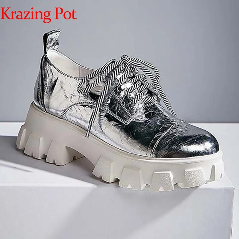 Кроссовки Krazing pot из натуральной кожи на платформе шнуровке круглый носок высокий