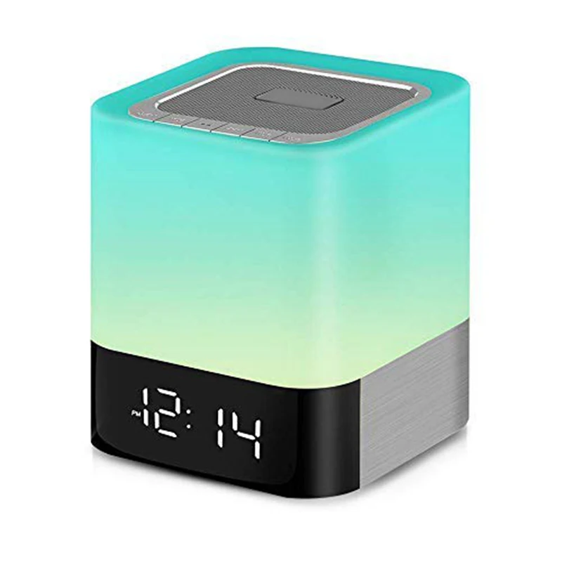 

Nightlight Bluetooth Speaker, LED Dimmable Bedside Sensor Touch-Lamp, Wireless Speaker with Color Changing Light and Alarm Clock
