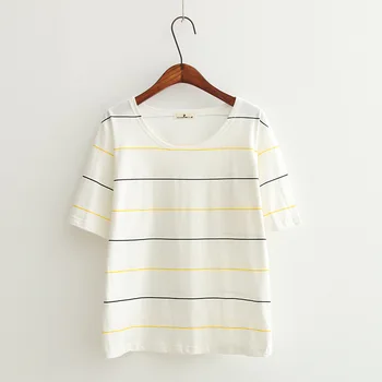 

2020 Cotton leisure T-shirts with short sleeves Summer new women's students' loose fitting round neck