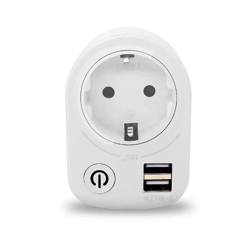 

5V 2.1A Dual USB Intelligent Charger Adapter Plug Socket 180 Degree Rotating Charging Power Switch Outlet Multifunction