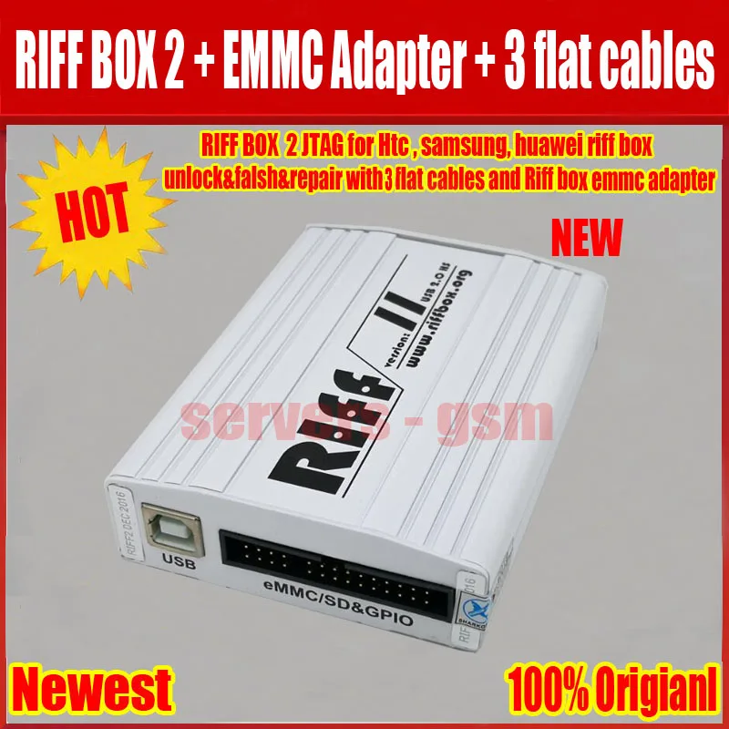 RIFF BOX 2 JTAG(RIFF BOX+ EMMC+ адаптер+ 3 плоских кабеля) для htc, SAMSUNG, huawei Riff Box Разблокировка& Вспышка& Ремонт