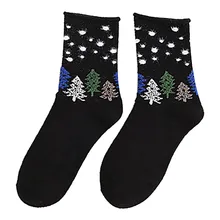 Женские носки осень зима мода мультфильм Рождественская елка горошек Хлопок керлинг Спорт Досуг Носки для мебели теплые милые