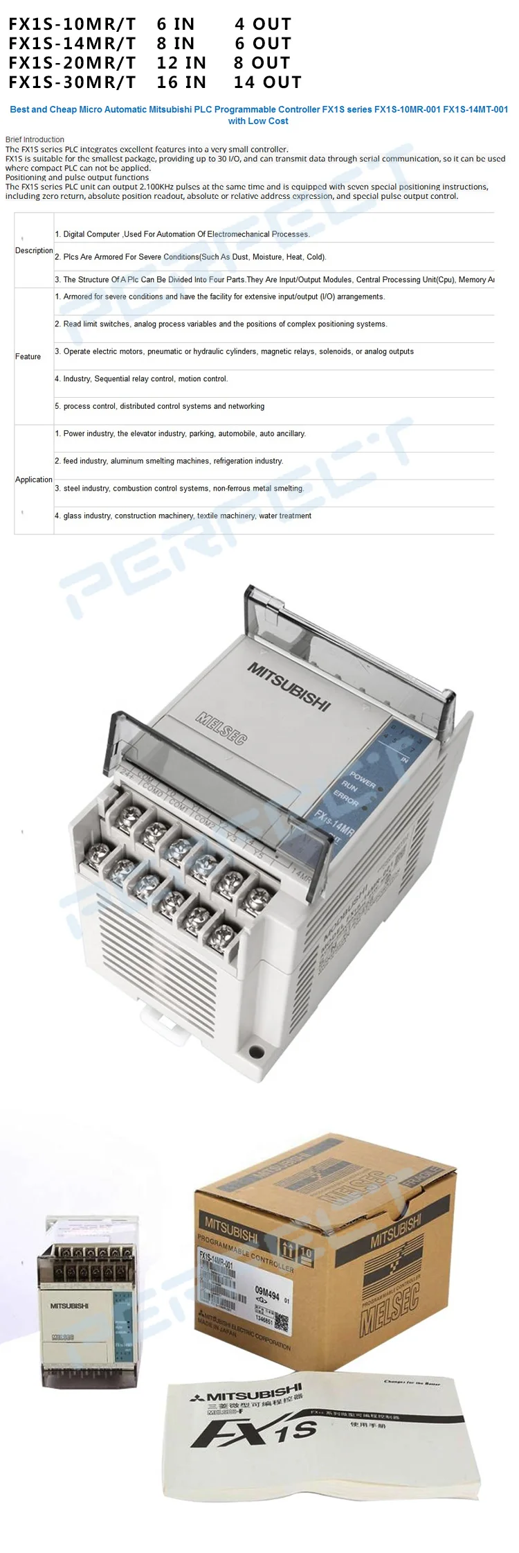 Mitsubishi PLC программируемый контроллер FX1S серии PLC FX1S-10MR/MT-001 FX1S-14MR/MT-001 FX1S-20MR/MT-001 FX1S-30MR/MT-001
