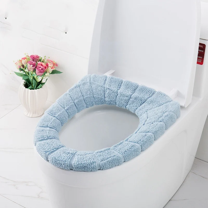 Light blue Универсальный чехол для унитаза теплый мягкий моющийся чехол для унитаза для домашнего декора коврик для унитаза чехол для сиденья Крышка для унитаза аксессуары для унитаза - Цвет: Light blue