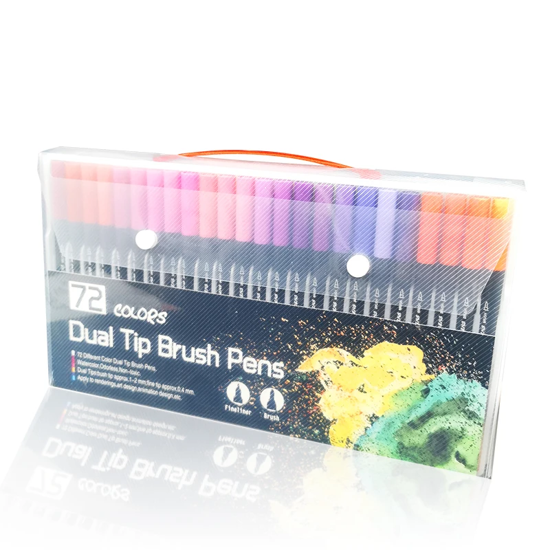 

12/72PCS Colors FineLiner Dual Tip Brush Pens Drawing Painting Watercolor Art Marker Pens School Supplies Drawing Manga