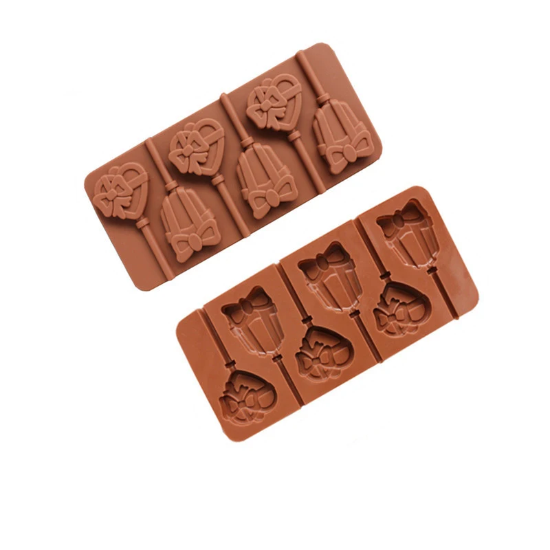 

6 sets of 2 sets of caring bowknot silicone lollipop mold DIY chocolate with high temperature resistant baking mold