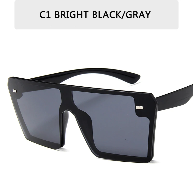 Негабаритные Квадратные Солнцезащитные очки женские роскошные брендовые модные плоские красные черные прозрачные линзы цельные мужские солнцезащитные очки UV400 - Цвет линз: C1