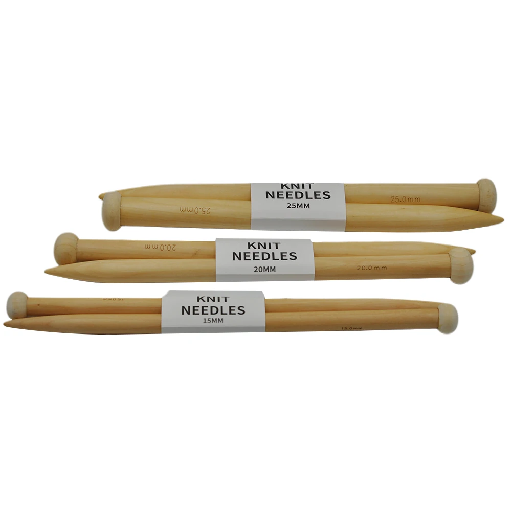2PCS Ergonomic Bamboo Knitting Needle DIY Tools Smooth Single Pointed Home Scarf Craft Crochet Hook Sewing Sweater Weaving