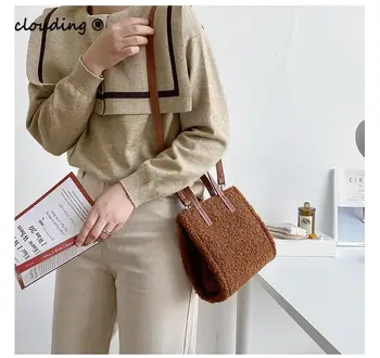 

Women's Lamb Hair Shoulder Bag New Fashion Portable Messenger Bag for Autumn / Winter 2020
