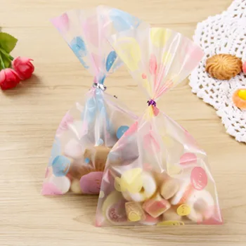 

100pcs Cute Dot Color Sealed OPP Bags Non-toxic Translucent Frosted Nougat Wrapping Paper Tea Party Wedding Xmas Decoration