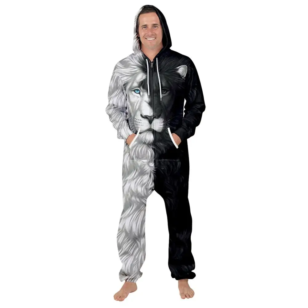 Fashion Add Wool 3D Printed Anime Hoodie Pajamas Romper Zip Jumpsuit Hoody Couple Men Women Insulation Comfortable Adult Jacket