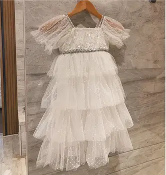 

2020 Children Girls Boutique Summer Dot Cake Dresses, Princess Kids Party Clothing 6 pcs/lot,Wholesale