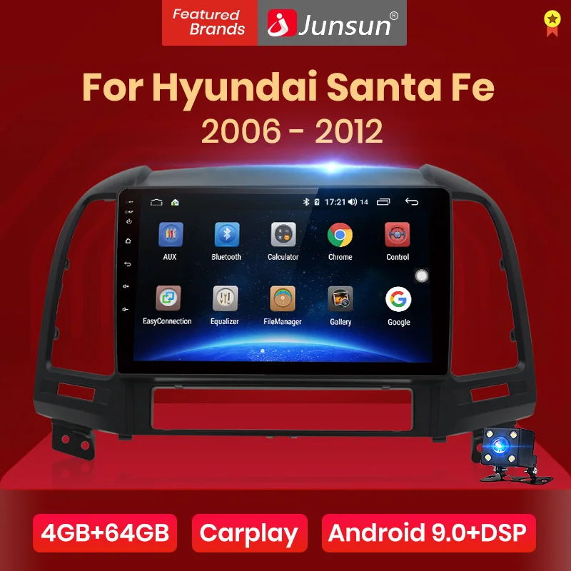 Мультимедийная магнитола Junsun V1 pro для Hyundai Santa Fe, мультимедийная стерео система на Android 10, 4 Гб ОЗУ, 64 Гб ПЗУ, с GPS Навигатором, типоразмер 2 Din, для Hyundai Santa Fe 2, 2006 2012|Мультимедиаплеер для авто| | АлиЭкспресс