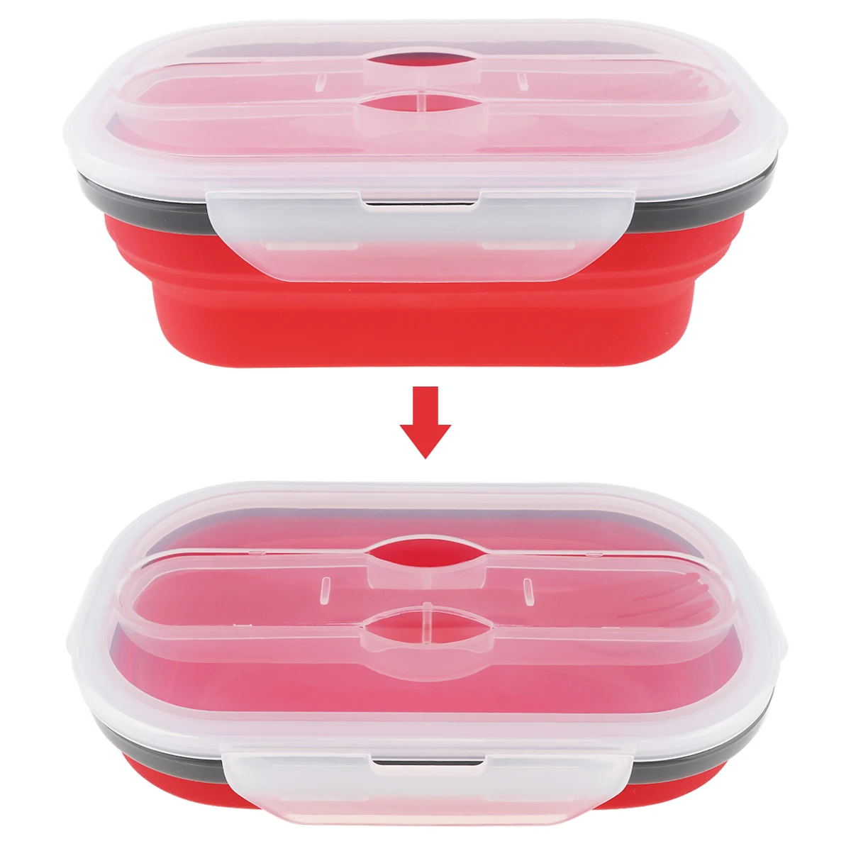 4 цвета силикона 800 мл масштабируемый складной Ланчбокс Bento Box с уплотненной пряжкой карты и три назначения посуда