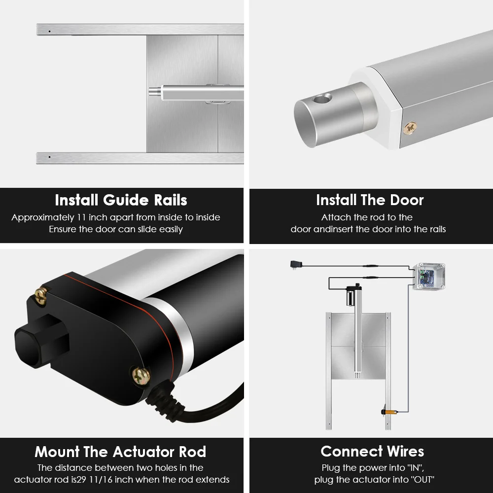 Automatic Chicken Door Coop Opener Kit Waterproof Outdoor Timer Light Sensor Controller Actuator Motor Poultry Cage Protection