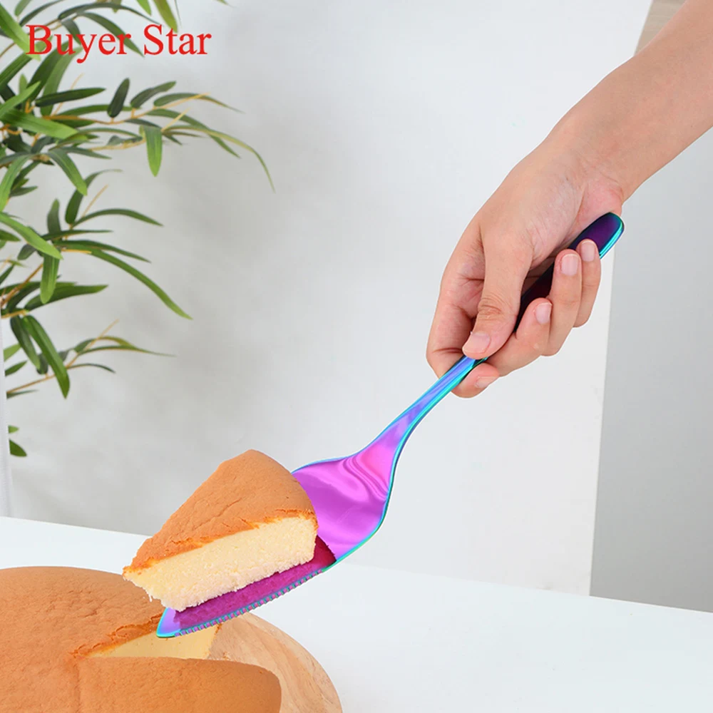2PCS/Set Cake Shovel Cutter Stainless Steel Cheese Pizza Pie Pastry Spatulas with Server Gold Bread Knife Baking Cooking Tools