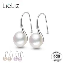 LicLiz, 925 пробы, серебряные серьги-капли с натуральным пресноводным жемчугом для женщин, висячие серьги, белый, розовый, фиолетовый цвет, ювелирное изделие, LAE0009