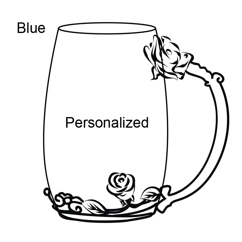 Кружки для кофе персональные стеклянные эмалированные Роскошные винтажные чайные кружка с ложкой металлические украшения посуда для напитков креативный подарок H1125 - Цвет: Blue Long Per