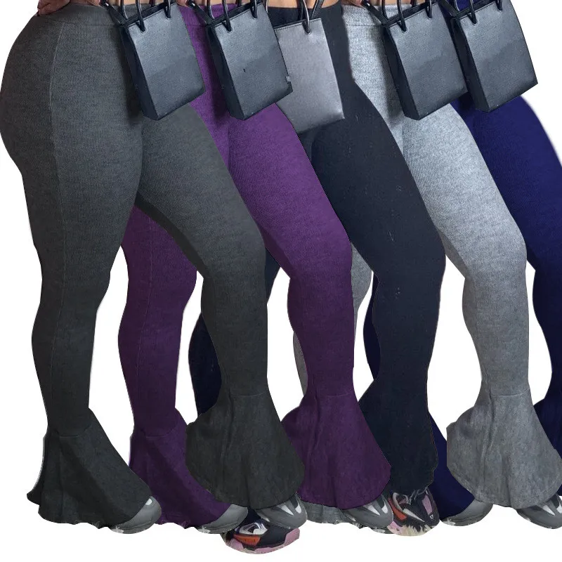 RD Casual Women Flare Pants Full Length Flared Pants High Elasticity Bell Bottom Trousers Long Boot Cut Pants Girls Outdoor Wear