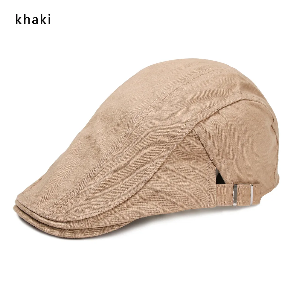 khaki 1 шт., Новое поступление, хлопковые береты, шапки для мужчин и женщин, хлопковые Повседневные Головные уборы Гэтсби, регулируемый стиль Newsboy, винтажная плоская кепка, шляпа от солнца - Цвет: khaki